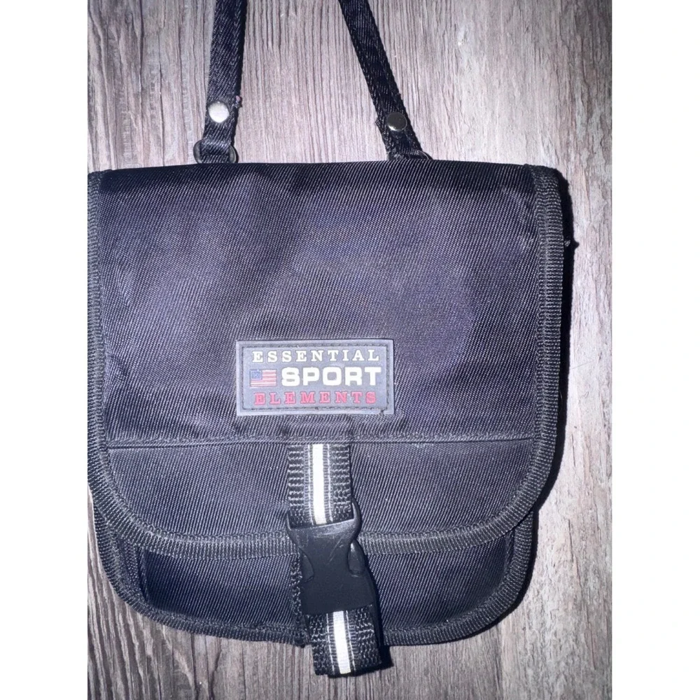 Essential Sport Elements Black Nylon Neck Wallet Travel Pouch Crossbody Bag